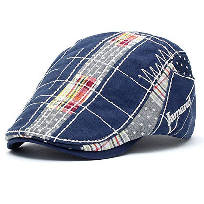 MOACC M Men Beret Hat Cotton Buckle Adjustable Newsboy Hats Cabbie Gatsby Cap - color: Hat-t1-blue
