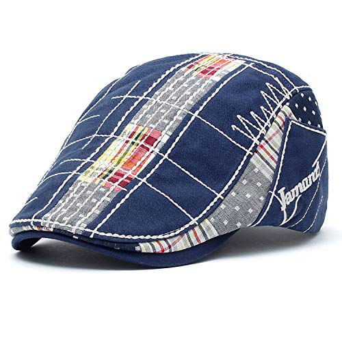 MOACC M Men Beret Hat Cotton Buckle Adjustable Newsboy Hats Cabbie Gatsby Cap - color: Hat-t1-blue