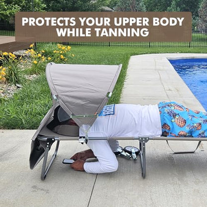 Tanning Chair with Sun Canopy Face Hole Softer Padded Adjustable Washable, Heavy Duty Layout Folding Lounge Chair for Adults Outside Beach Reading Sunbathing Poolside Lawn, UPF 50+ Sun Shade, 300 LBS - color: Black, size: Standard Size