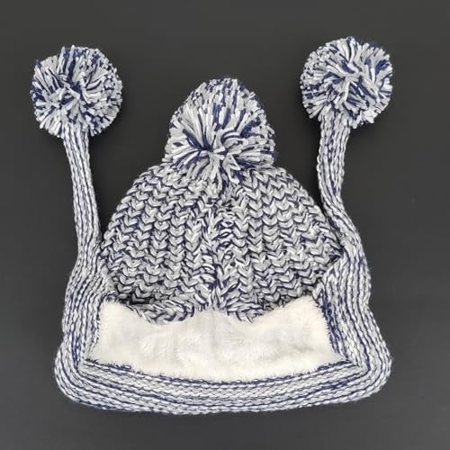 HUAMULAN Women Winter Sherpa Knit Beanie Hat Fleece Lined Ear Flaps - color: Gray