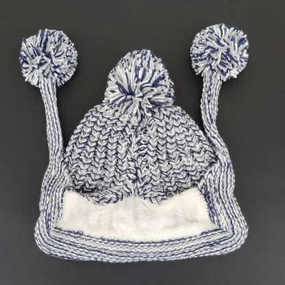 HUAMULAN Women Winter Sherpa Knit Beanie Hat Fleece Lined Ear Flaps - color: Gray
