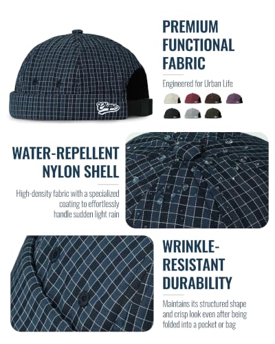 Croogo Checked Brimless Hat Lightweight Quick Dry Docker Cap for Men - color: Purple