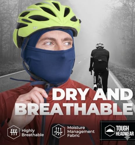 Tough Headwear Balaclava Ski Mask - Breathable Face Mask for Men - Flexible Hinge Full Face Cover - Windproof Motorcycle Gear - color: Blue