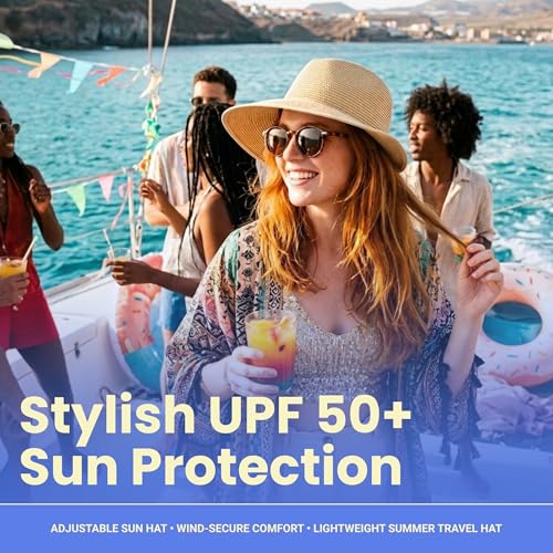 Funky Junque Wide Brim Panama Sun Hat, Womens Packable Straw - color: Split Back Ponytail - Beige Mix
