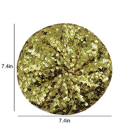 JUMISEE Sparkly Sequin Berets for Women Girls Fashion Beanie Hat Costume Accessories for Festival Party Dance - color: Gold