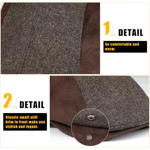 Sumolux Mens Newsboy Cap Winter Beret Hat Cabbie Flat Cap - color: D Coffee