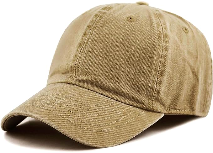 The Hat Depot 100% Cotton Pigment Dyed Low Profile Dad Hat Six Panel Cap - color: 1. Tan