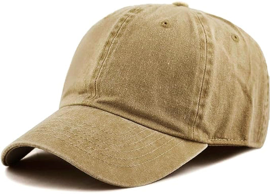 The Hat Depot 100% Cotton Pigment Dyed Low Profile Dad Hat Six Panel Cap - color: 1. Tan