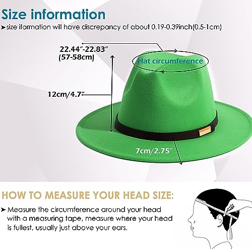 Fedora Hats for Men Wide Brim Panama Hat with Classic Belt - color: Forest-green
