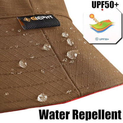 Womens Bucket Rain Hat Reversible Packable Foldable Water Repellent Cute for Ladies Travel Hiking Golf - color: Brown/Red, size: Small