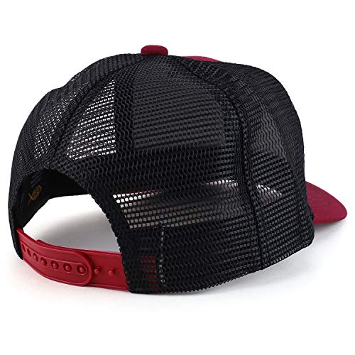 Trendy Apparel Shop Thinking Cap Washed Two Tone Trucker Baseball Cap - color: Burgundy Black