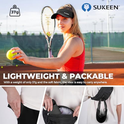 Sukeen Lightweight Sports Sun Visor Hat for Men Women - color: Black