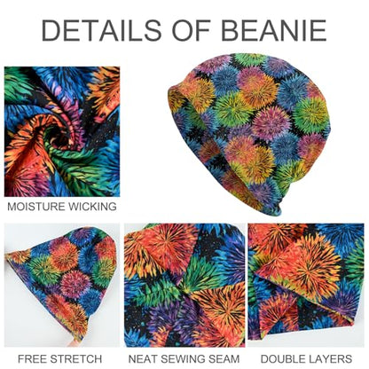 Slouchy Beanie Hat Skull Cap Chemo Headwear Baggy Hats for Men Women Running Cycling - color: Colorful Flowers