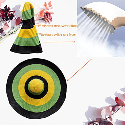 Oversized Beach Hat Women, Extra Wide Brim Foldable Straw Floppy Sun Hat - color: Avocado Green With Black Border