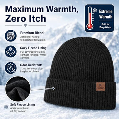 Oversize XXL Winter Beanie Knit Hat for Men - color: E1-black