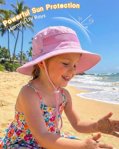 HONGTEYA Baby Toddler Sun Hat, Summer Mesh Bucket Beach Hat for Boys Girls - color: Pink, size: 2-8 Years
