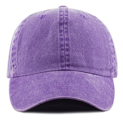 The Hat Depot 100% Cotton Pigment Dyed Low Profile Dad Hat Six Panel Cap - color: 1. Purple