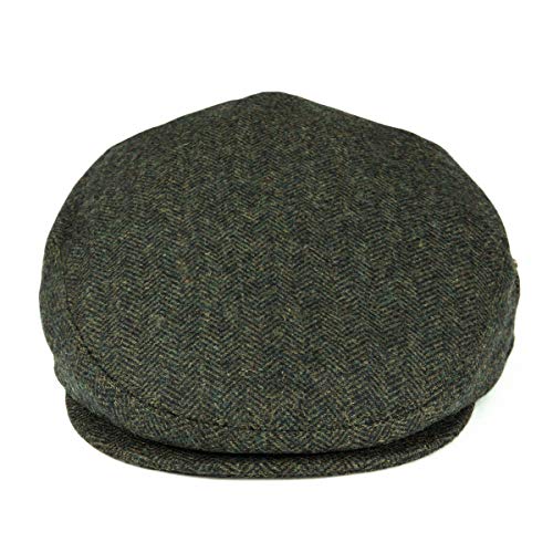 VOBOOM Men's Herringbone Flat Ivy Newsboy Hat Wool Blend Gatsby Cabbie Cap - color: Army Green, size: 7 7/8