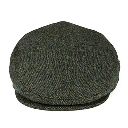 VOBOOM Men's Herringbone Flat Ivy Newsboy Hat Wool Blend Gatsby Cabbie Cap - color: Army Green, size: 7 7/8