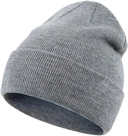 100% Cotton Beanie for Women Men Soft Knit Beanies Warm Winter Hat - color: Light Grey