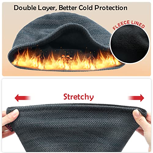 Lvaiz Winter Beanie for Men Women Warm Fleece Lined Reversible Skull Cap - color: Mixed Black
