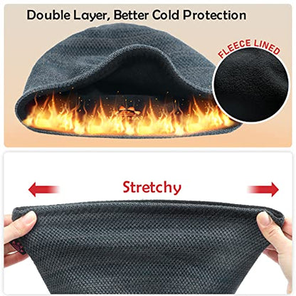 Lvaiz Winter Beanie for Men Women Warm Fleece Lined Reversible Skull Cap - color: Mixed Black