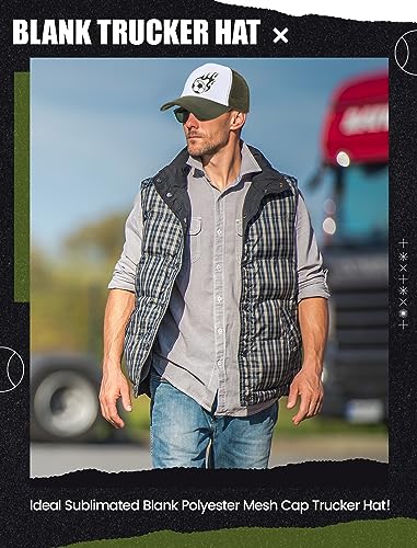 Tarpop 10 Pcs Sublimation Blank Trucker Hats Bulk - color: Army Green White