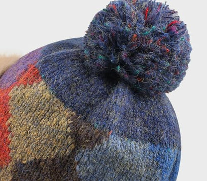 Fleece Trapper Hat Ear Flaps Women Plaid Thicken Winter Hats Beanies Hats - color: Purple
