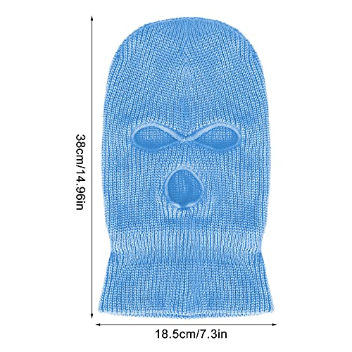 3 Pieces 3 Hole Ski Mask Knitted Full Face Cover Adult Balaclava Knit Ski Face Cover Thermal Knitted Head Wrap for Men Women - color: Light Purple, Light Blue, Rose Red