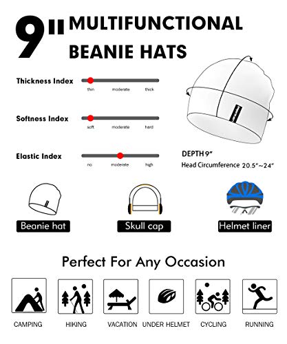 EMPIRELION Mens Running Beanie Hat, 9" Lightweight Helmet Liner Skull Cap - color: Dark Grey Mel. + Mid Grey Mel.