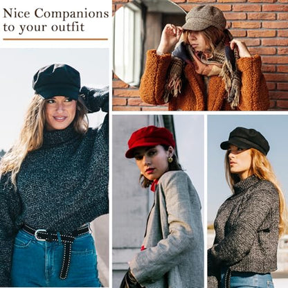 American Trends Newsboy Hats for Women Baker Boy Cap Fall Winter Beret - color: A-grey