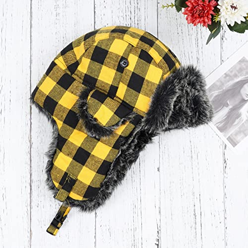ONWAY Trapper Hat Winter Hats for Women Men with Faux Fur Ear Flaps - color: Yellow