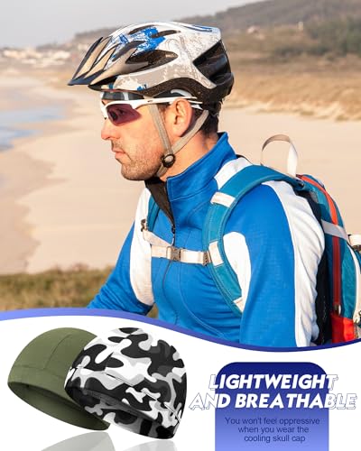 9 Pcs Cooling Skull Cap Liner Sweat Wicking Cycling Cap for Men - color: Multicolor, style: Basic