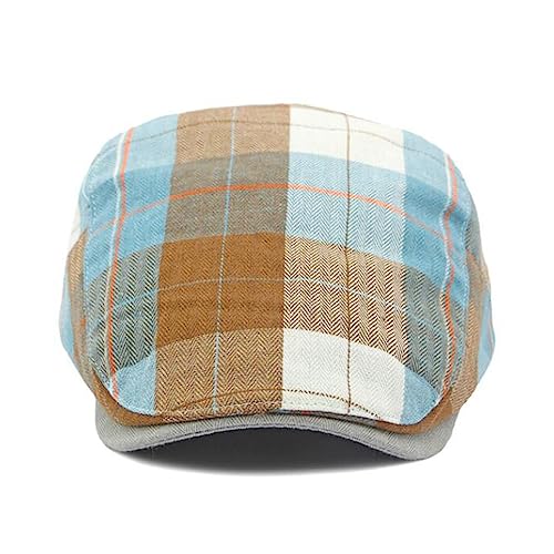 2 Pack Mens Newsboy Flat Cap Plaid Ivy Gatsby Cabbie Driving Golf Hat Beret - color: 2 Pcs Set D