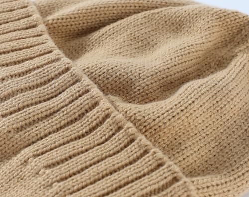Home Prefer Mens Winter Hat Knit Earflap Hat Stocking Caps with Ears Beanie Hat - color: Khaki