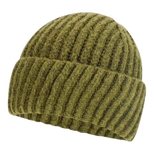 Heavyweight Thick Knit Warm Winter Beanie - color: Olive