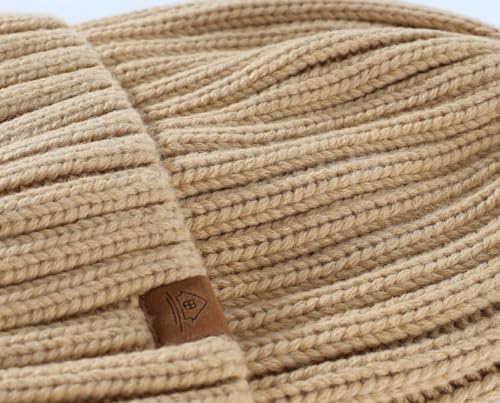 Home Prefer Mens Winter Hat Wool Fleece Lined Knit Beanie Hat Warm Stocking Caps - color: Khaki