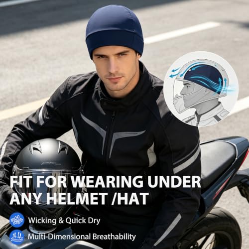 Qearl Cooling Skull Caps Helmet Liner Cycling Caps for Men Women - color: White+blue+navy Blue