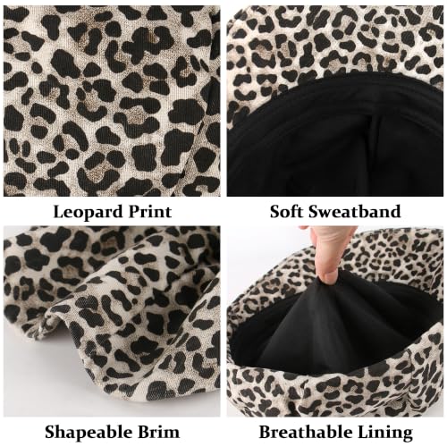 Stylish Newsboy Cap Soft Foldable Flat Cap for Big Heads - color: Beige Leopard