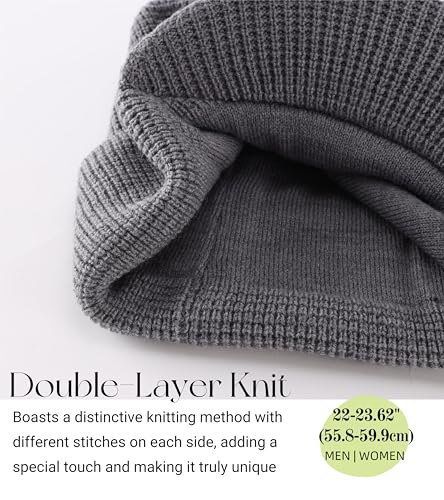 Home Prefer Mens Wool Blend Winter Hat Double-Layer Warm Knit Pre-Curve Visor Beanie Brimmed Beanies Hat for Men Women - color: Grey