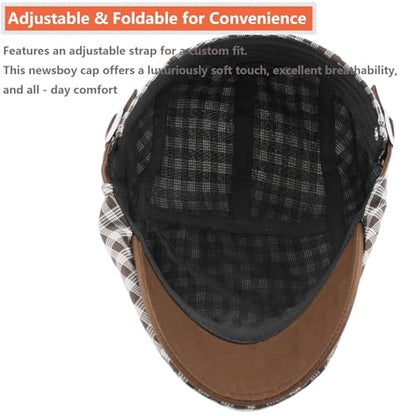 Women's Berets: Black Houndstooth Red Beret Hats for Women Fall Winter Fashion Outfit - color: Advance-plaid-brown