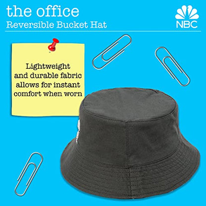 The Office Dunder Mifflin Bucket Hat, Packable Travel Hat, Wide Brim Summer Hat - color: Gray and Black, size: One Size