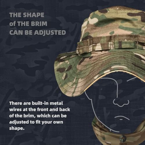 Camo Boonie Sun Hat with Face Mask UV Protection Fishing Hat Bucket Hat for Hunting Hiking Military Tactical Safari - color: Camo Cp All