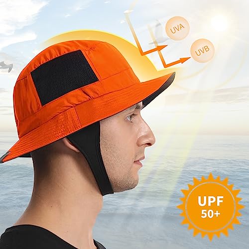 Seektop Surf Bucket Hat with UPF 50+ UV Protection, Waterproof Surfing Hat - color: Orange