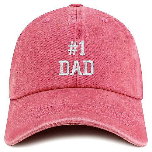 Trendy Apparel Shop Number 1 Dad Embroidered Pigment Dyed Low Profile Cotton Cap - color: Fuchsia