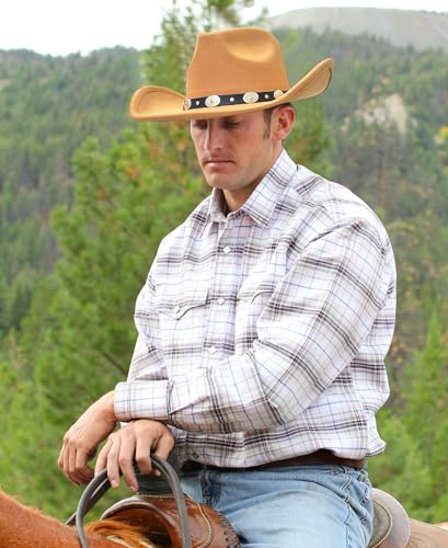 Lanzom Women Men Felt Wide Brim Western Cowboy Hats Belt Buckle Panama Hat - color: Khaki, size: Large-X-Large