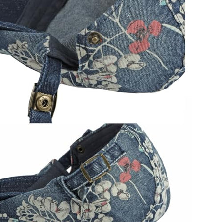 Quanhaigou Unisex Denim Newsboy Hats Flat Ivy Gatsby Cabbie Driving Berets Hat Cotton Dad Cap for Men Women - color: Denim Flower Light Blue