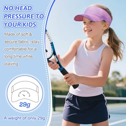 Kids Sun Visor Hats for Girls Boys, Packable Cooling Stretchy Visor - color: Purple
