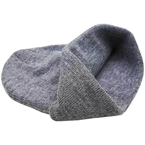 55cube Unisex Winter Beanie Hats Warm Thick Knit Cuffed Skullcaps - color: Solid Grey