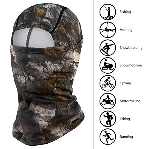 BASSDASH Winter Balaclava Fleece Ski Mask Ninja Hood Neck Warmer Fishing Hunting - color: Forest Camo